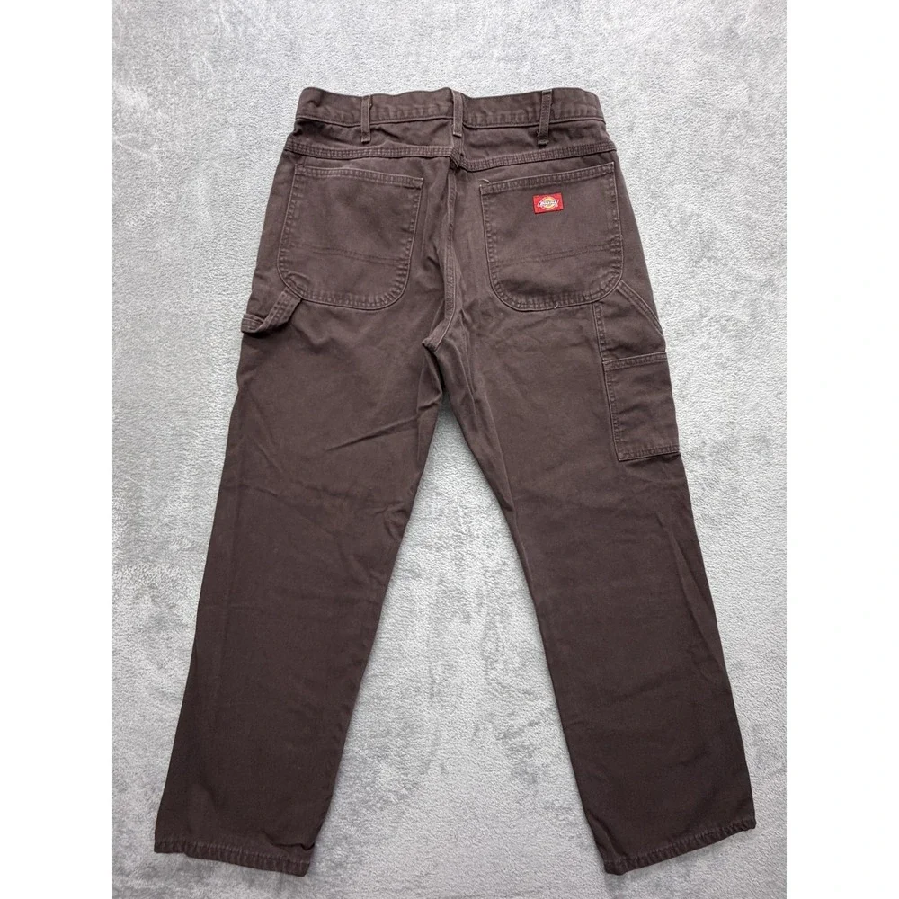 Dickies Pants Mens Measured 34x29 Brown Carpenter Relaxed Fit Canvas Pockets